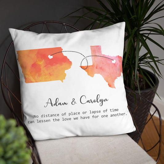 Long Distance Relationship Print Personalized Pillow